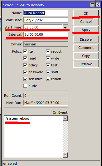 Cara Membuat Scheduler Reboot Otomatis pada Mikrotik 3