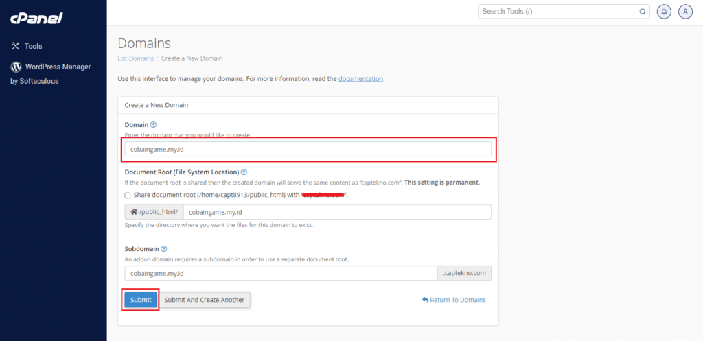 Cara Addon Domain di cPanel 5