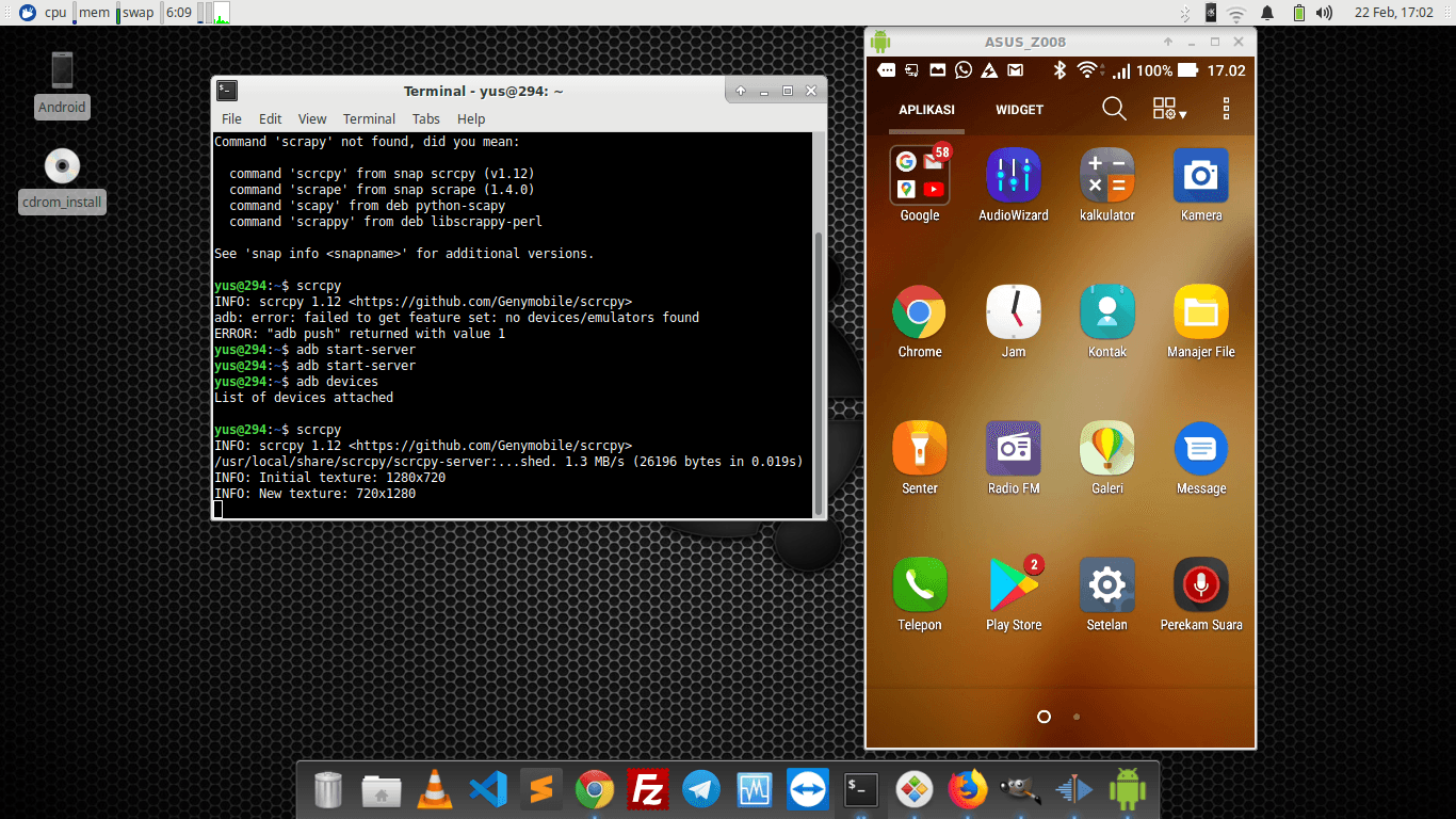 mirroring android screen