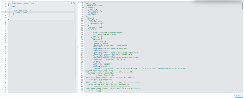 Monitoring Log Services di OpenSearch dengan OpenTelemetry sebagai Agent Log Collector 5 CheckDataLogIndex