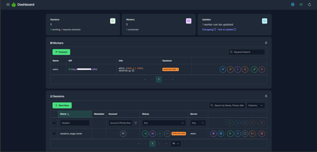 Setup WAHA (WhatsApp HTTP API) di Docker 15 wahaDashboard